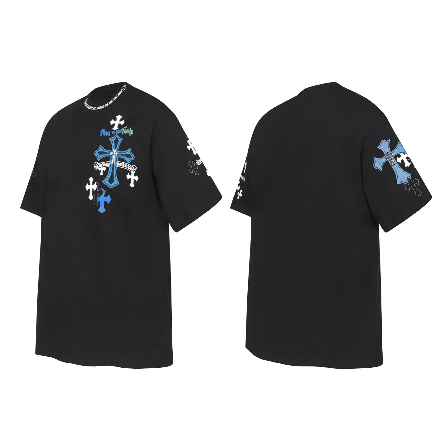 P170 Chrome Hearts CH Chrome Hearts Cross ✝️Denim embroidered Sanskrit short-sleeved T-shirt. Printed using direct injection imported machines. Hardware and accessories are all milled and customized. Correct configuration. Black 2025 Chrome Hearts authentic packaging. 260 grams of custom-dyed double yarn cotton. Large version. Loose and stylish. Differentiated from low version, slim and long version with upper body and hips. 100% commitment: top quality. Not fast food. Highest version on the market. Top quality - different from ordinary versions on the market. If you care about quality, you should also respect the price. Absolutely 0 after-sales service and 0 return rate so far. It’s hard not to love the style - 260g double yarn cotton custom dyed fabric - Correct high-density main mark, washed tag, hand-sewn